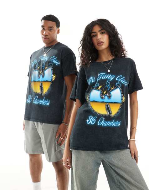 PRNT x Wu-Tang Clan neon relaxed fit t-shirt in snow wash - GREY