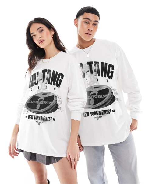 PRNT x Wu-Tang Clan ny finest long sleeve relaxed fit t-shirt in white - WHITE - view 1