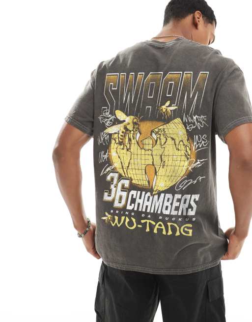 PRNT x Wu-Tang Clan rally relaxed fit t-shirt in charcoal overdye - CHARCOAL, 2 of 4