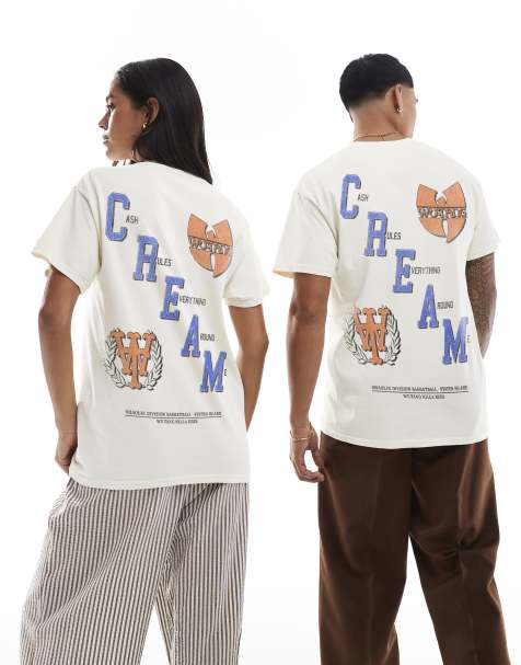 PRNT x Wu-Tang Clan shaolin division relaxed fit t-shirt in ecru overdye - STONE - view 1