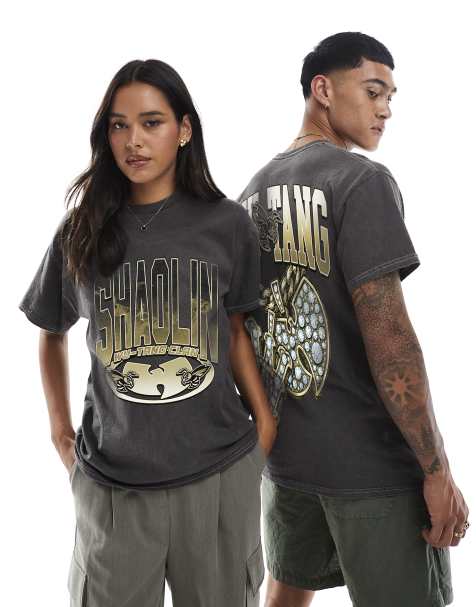 PRNT x Wu-Tang Clan shaolin relaxed fit t-shirt in charcoal overdye - CHARCOAL - view 1