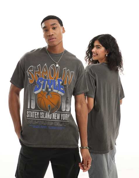 PRNT x Wu-Tang Clan shaolin style relaxed fit t-shirt in charcoal overdye - CHARCOAL