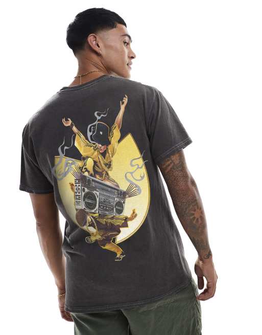 PRNT x Wu-Tang Clan toronto relaxed fit t-shirt in charcoal overdye - CHARCOAL, 2 of 3