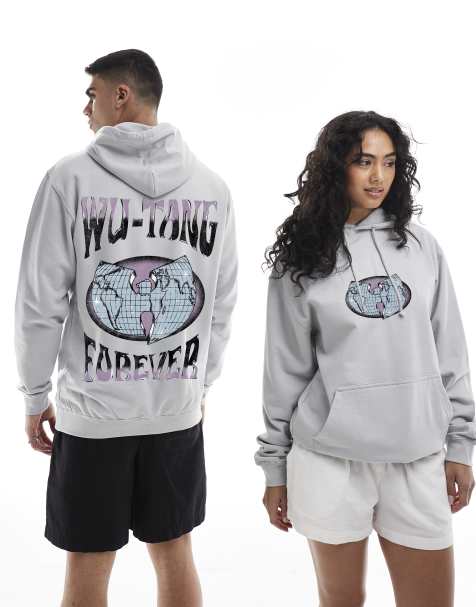 PRNT x Wu-Tang Clan worldwide relaxed relaxed fit hoody in light grey (moondust grey) - LGREY - view 1