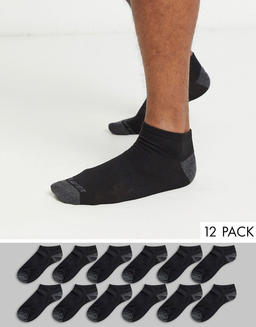 Pro Player - Confezione da 12 paia di calzini sportivi neri-Nero