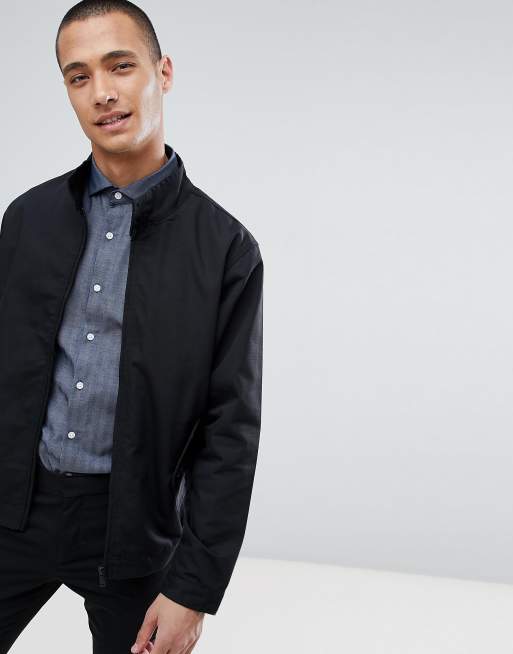 ASOS DESIGN harrington jacket with funnel neck in black