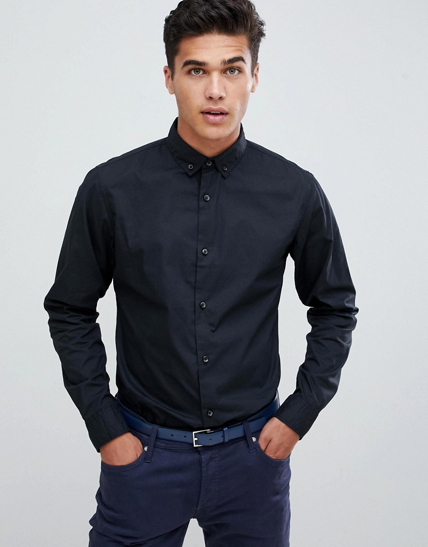 Produkt - Net overhemd in slim-fit met stretch-Zwart