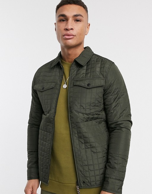 Produkt quilted jacket in khaki