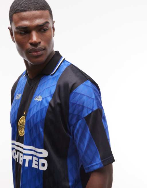 Prohibited - Adriano - Maglia da calcio blu con colletto, 3 di 9