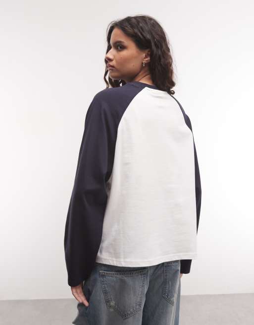 Prohibited avantgarde T-shirt met lange raglanmouwen in gebroken wit, 4 van 4