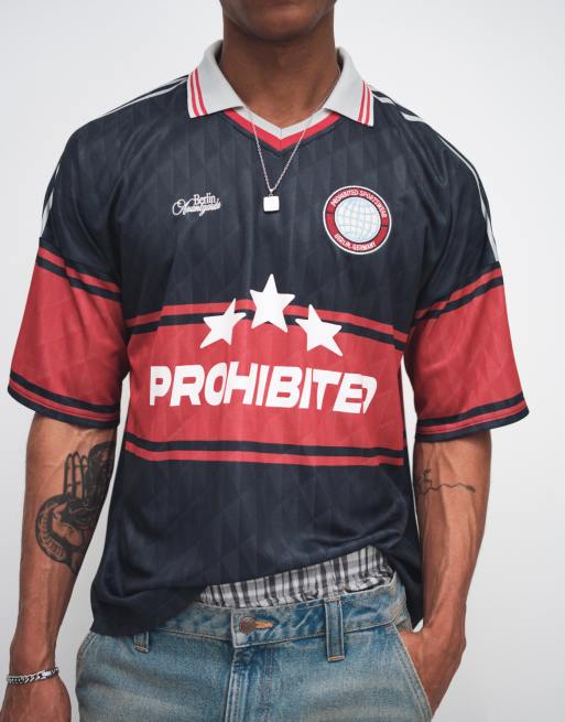 Prohibited – Basler – Fußballtrikot in Rot mit Kragen, 2 von 5