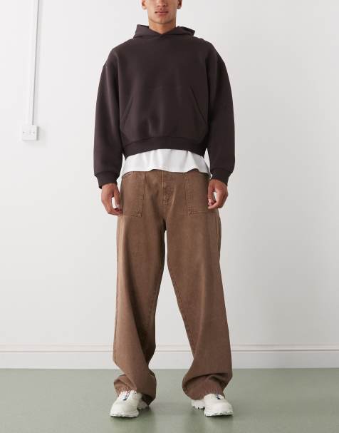 Prohibited loose fit denim jeans in brown