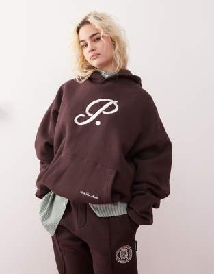 Prohibited – Brun huvtröja i sweatshirttyg med logga och 360gsm, del av set - view 1