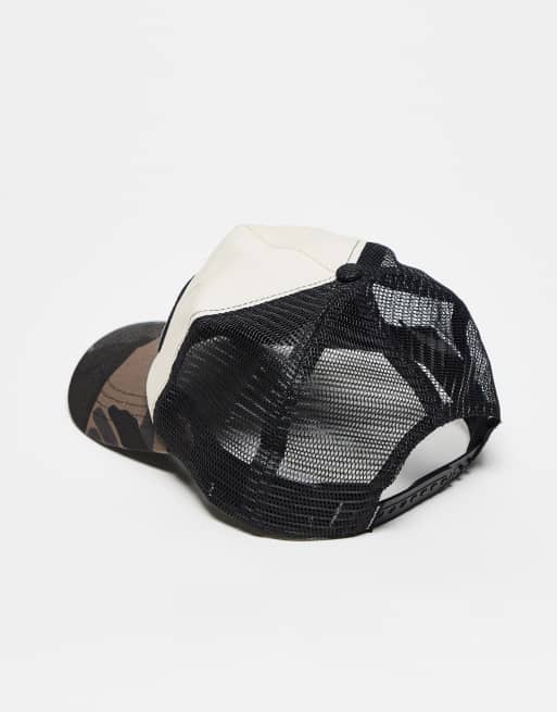 Prohibited - Cappellino trucker color crema con visiera mimetica a contrasto, 3 di 3