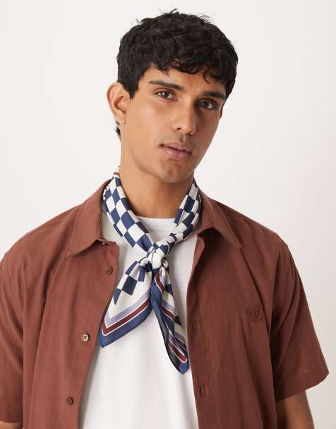 Prohibited checkered scarf in navy - view 1