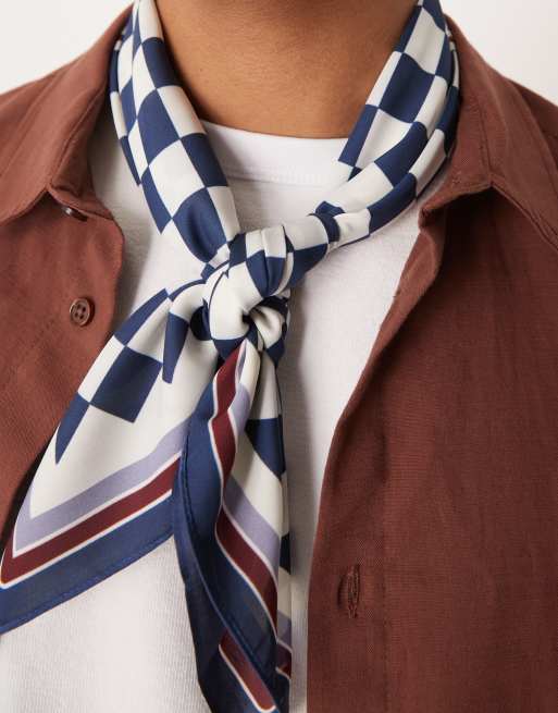 Prohibited checkered scarf in navy, 3 of 3