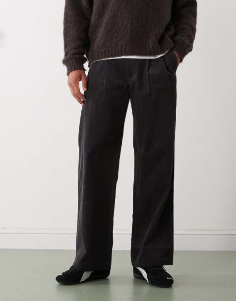 Prohibited straight leg double pleated baggy trousers in dark grey