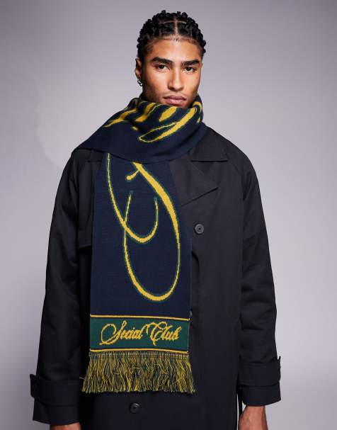 Prohibited clubhouse logo jacquard scarf in navy - view 1