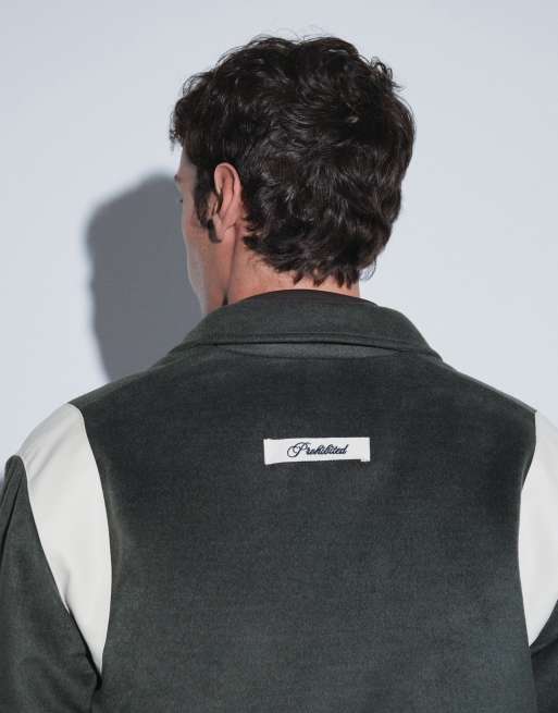 Prohibited college varsity jacket in dusty green, 2 of 5