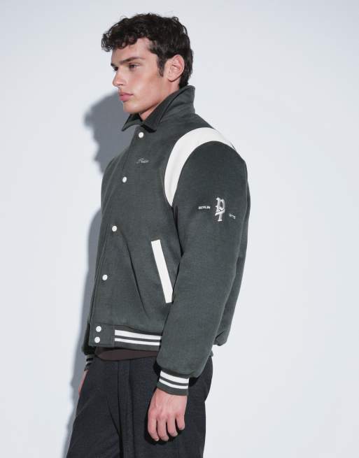 Prohibited college varsity jacket in dusty green, 3 of 5