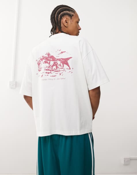 Prohibited contrast dog motif boxy t-shirt in cream - view 1