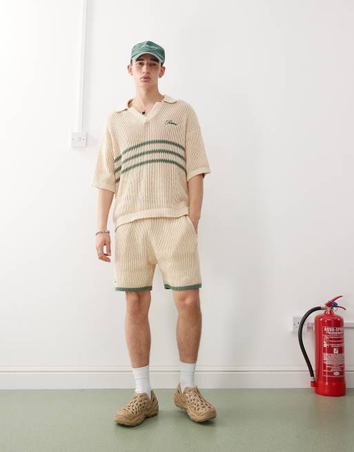 Prohibited - Coordinato verde con pantaloncini e polo in maglia stile resort