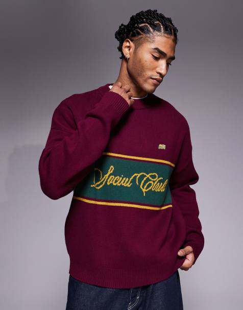 Prohibited – Czerwony dzianinowy sweter z logo - view 1