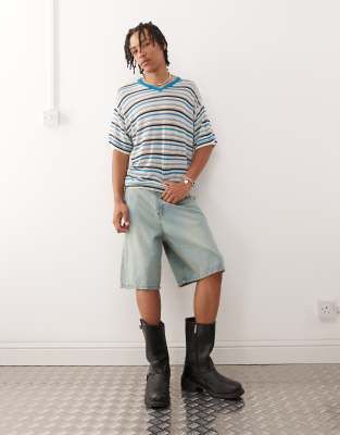 denim jorts in light blue