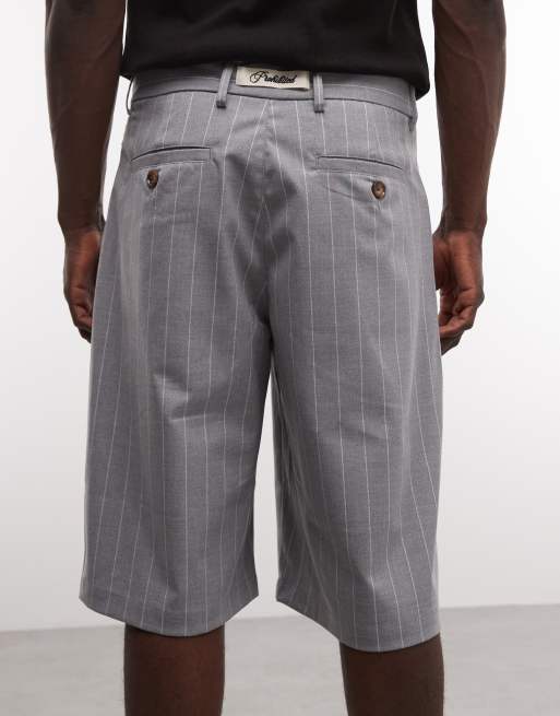 Prohibited – Dopasowane szorty z zakładkami w szare paski, 5 z 5