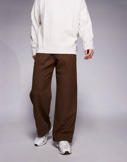 Prohibited - Double Pleated Club - Pantaloni color marrone antracite con doppia piega