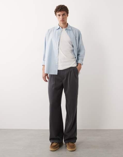 Prohibited double pleated pants in grey - view 1