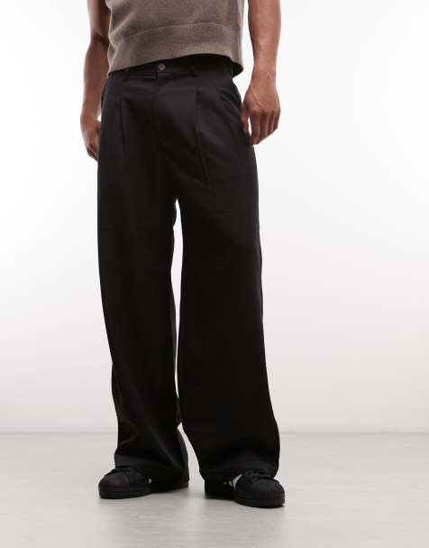 Prohibited double pleated trousers in black