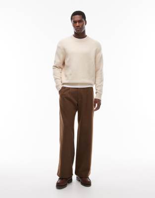 Prohibited Double Pleated Wool Look Club Pants In Brown