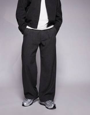 Prohibited Prohibited double pleated wool look club trousers in charcoal grey