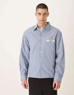 Prohibited Drift Striped Long Sleeve Shirt In Blue