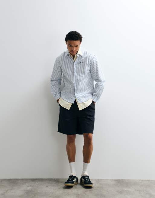 Prohibited dugout long sleeve stripe shirt in light blue, 2 of 7