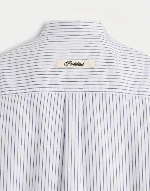 Prohibited dugout long sleeve stripe shirt in light blue, 8 of 9