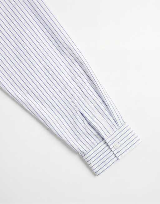 Prohibited dugout long sleeve stripe shirt in light blue, 9 of 9