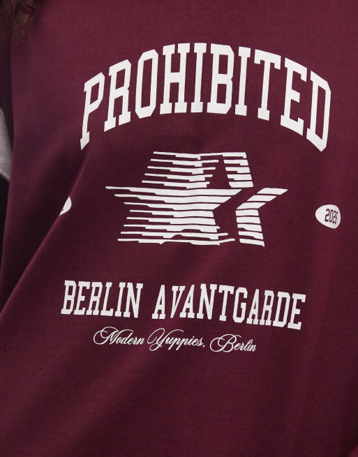 Prohibited Era långärmad t-shirt med logografik i burgundy, 3 av 4