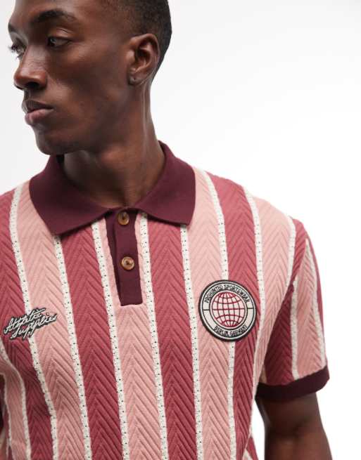 Prohibited - Gebreid poloshirt met knoopsluiting in roze/rood, 3 van 5