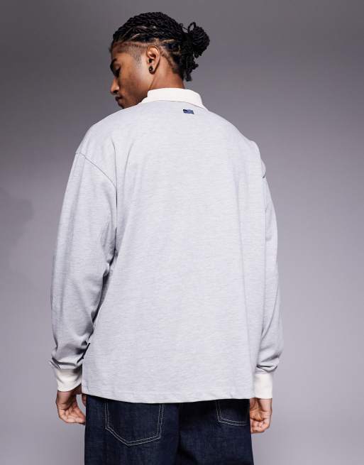 Prohibited - Gebreid poloshirt met logo in grijs, 3 van 5