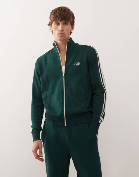 Prohibited - Gebreid trainingsjack met rechte pasvorm en logo in groen, deel van co-ord set - view 1