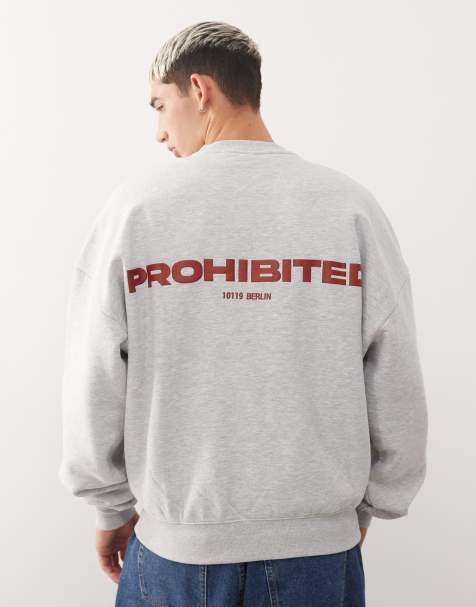 Prohibited – Grå, oversize tröja i boxy fit med logga - view 1