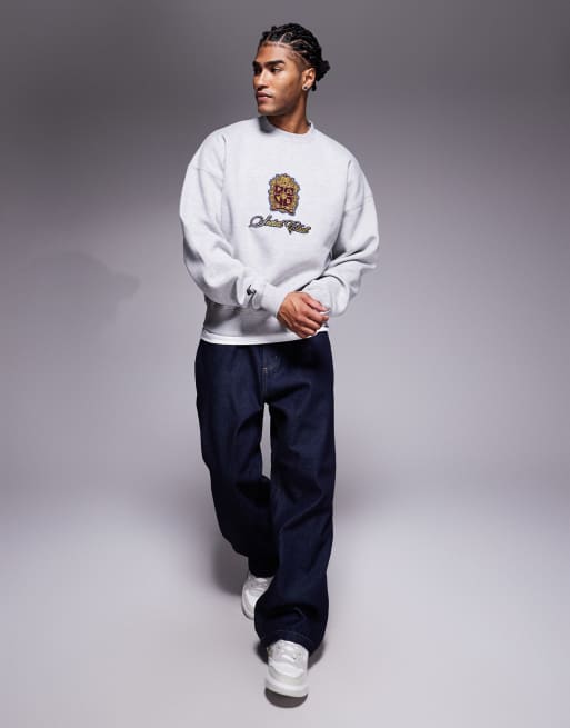 Prohibited - Grå sweatshirt med rund hals og påsyet emblemlogo, 2 af 5