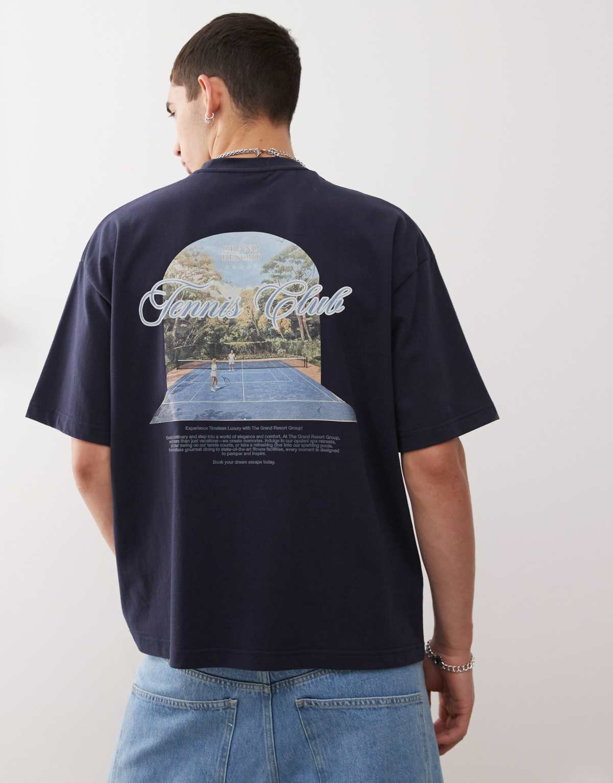 Prohibited grand match tennis graphic t-shirt in navy