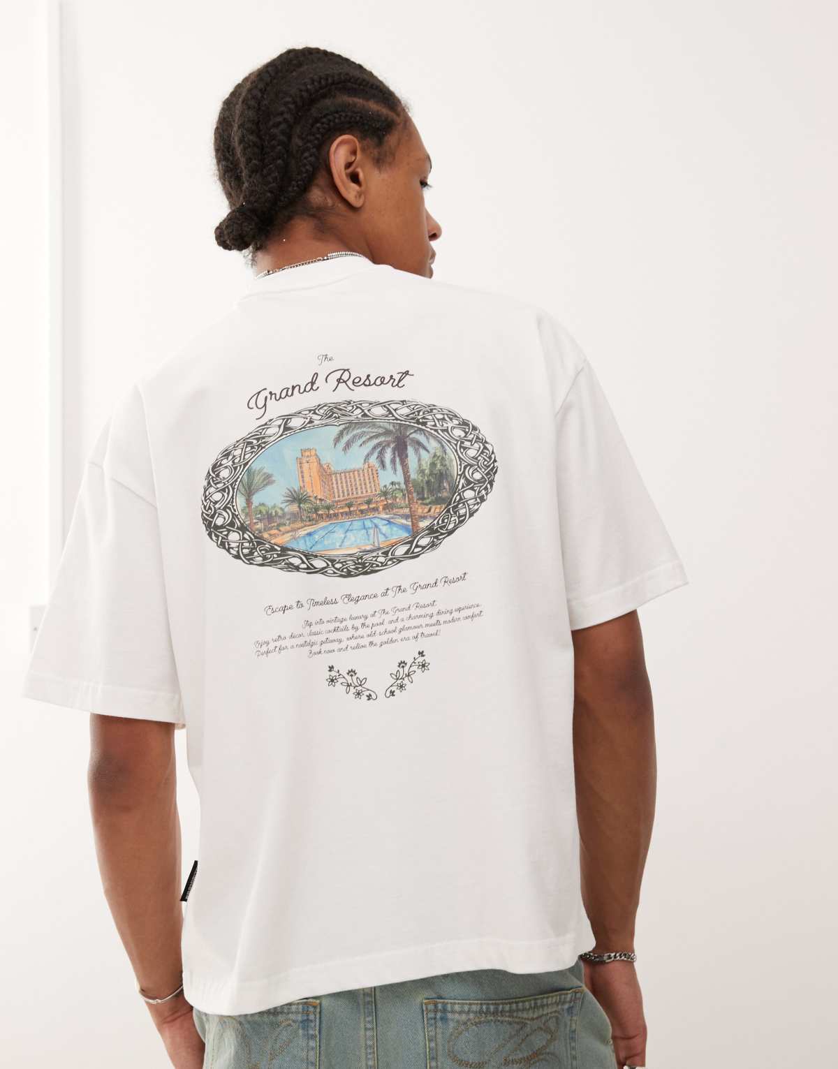 Prohibited grand pool graphic t-shirt in off white