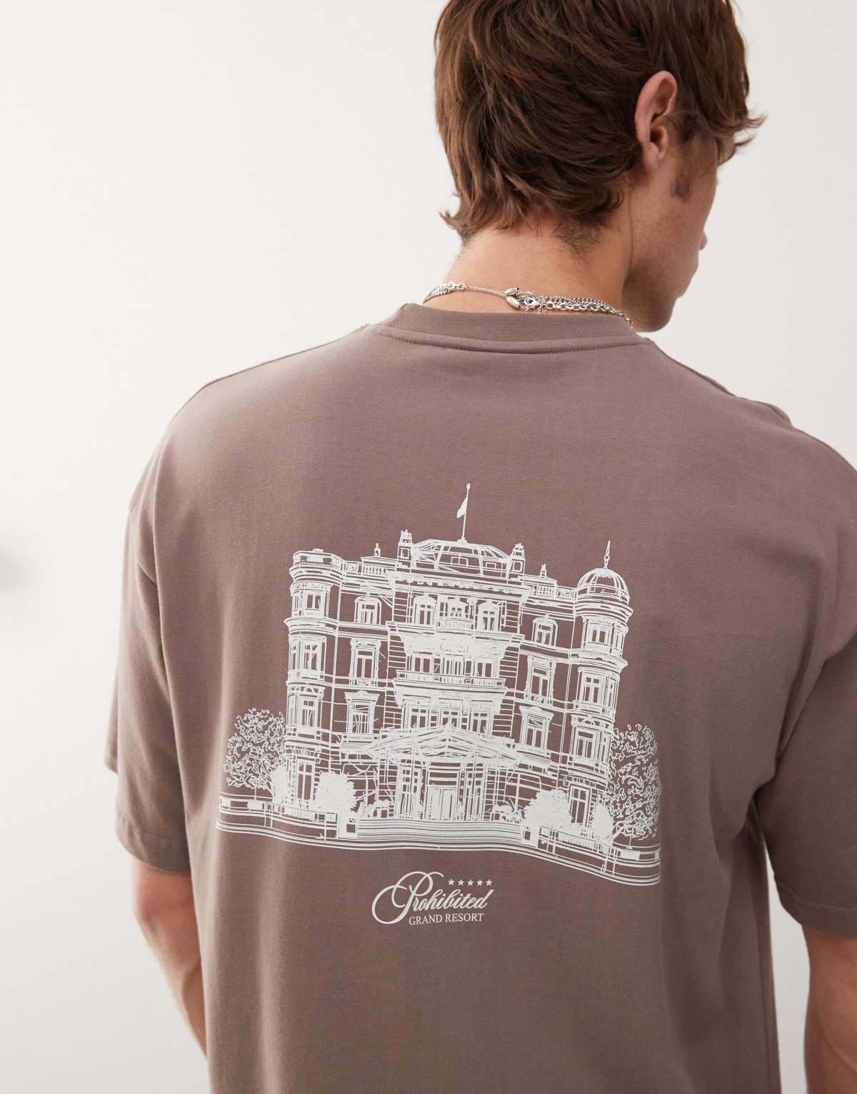 Prohibited grand resort graphic t-shirt in brown