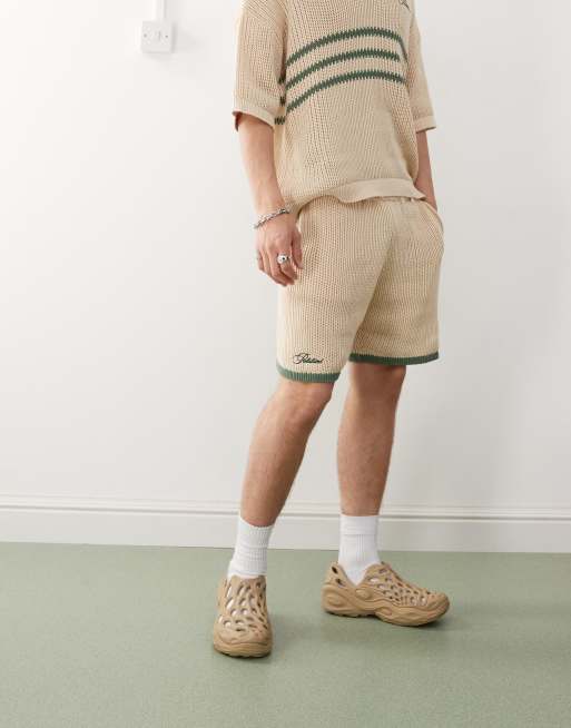Prohibited – Gröna, stickade shorts i semesterstil, del av set, 2 av 5