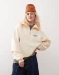 [Prohibited] Prohibited half zip contrast logo detail sweatshirt in cream-White XS Cream