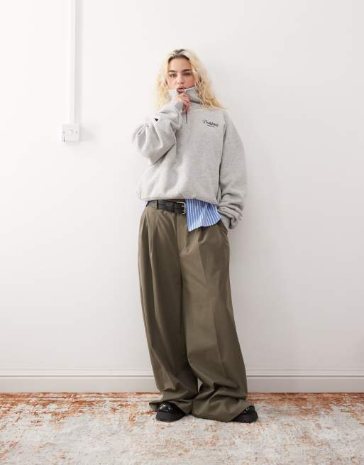 Prohibited half zip sweatshirt with script logo detail in gray